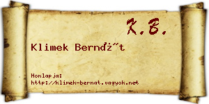 Klimek Bernát névjegykártya
